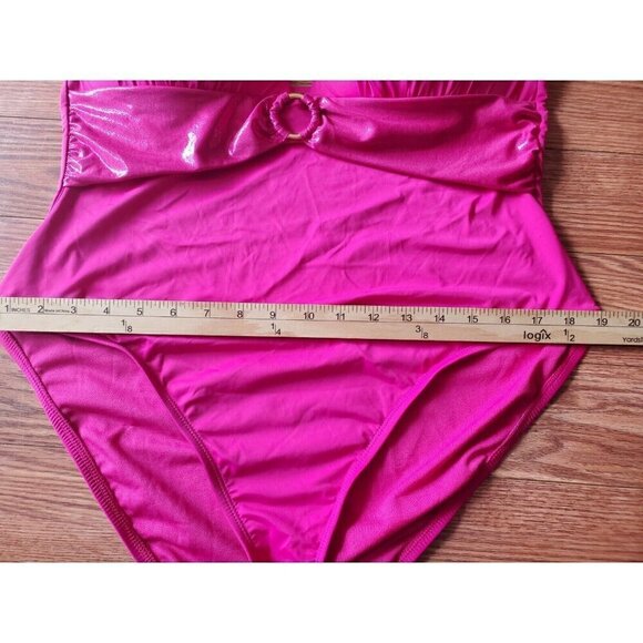 MYNAH One Piece Swimsuit Womens Size XL Pink shimmer Halter 52419 EUC - Picture 5 of 10